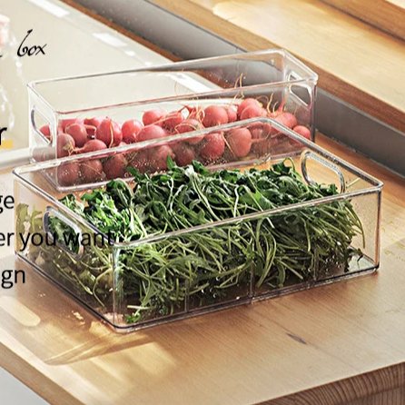 GREENSIDE Freshness refrigerator Preservation Transparent Fridge Organizer Stackable Storage Box Bins Plastic Container Food