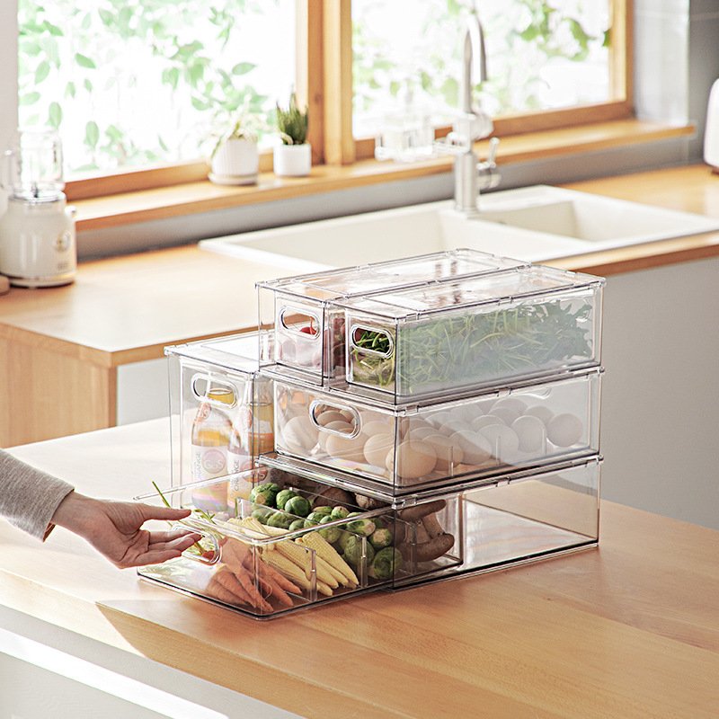 GREENSIDE Freshness refrigerator Preservation Transparent Fridge Organizer Stackable Storage Box Bins Plastic Container Food