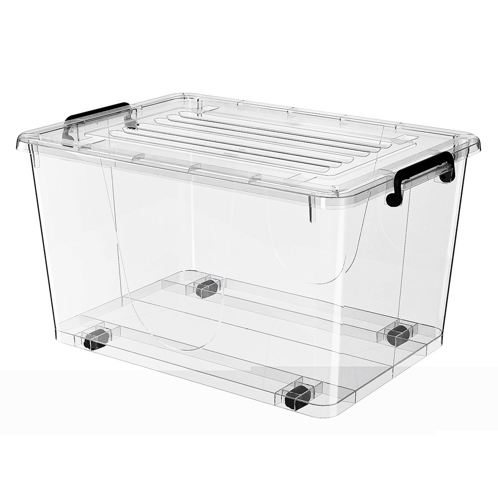 Pinyaoo 50l clear plastic hat cloth storage box with lid