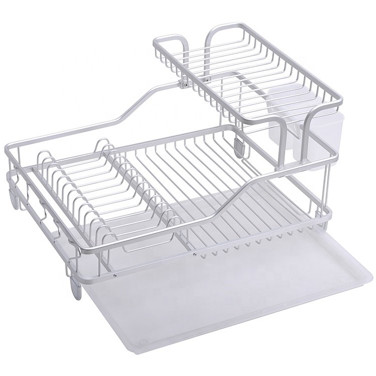 Modern Metal Kitchen Cabinet Tableware Chopping Block Organizer Aluminum Drainer Over The Sink Dish Drying Rack