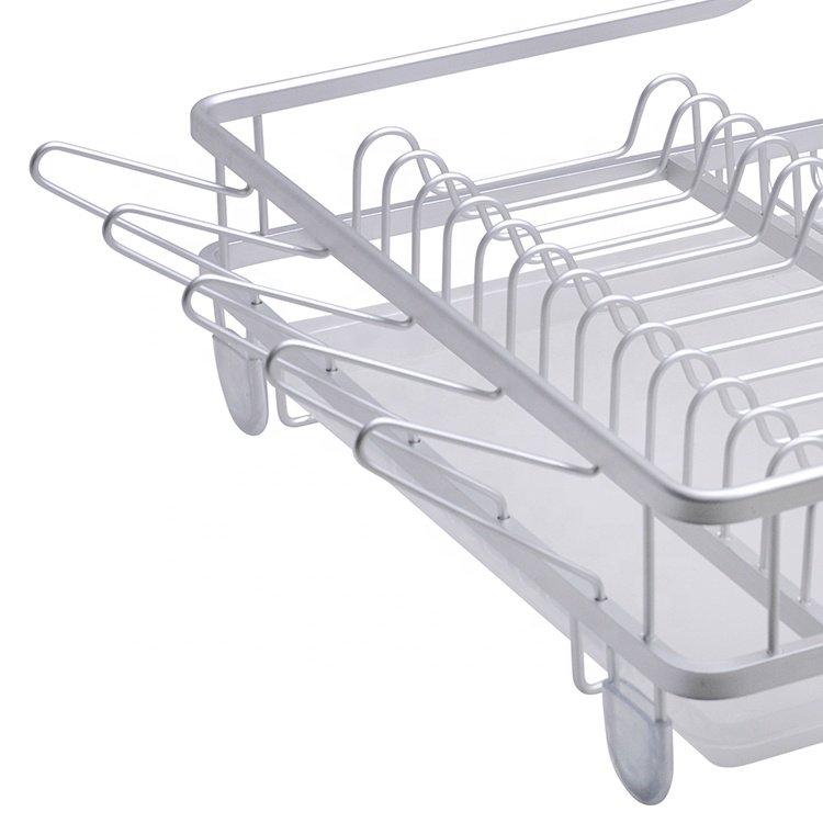 Modern Metal Kitchen Cabinet Tableware Chopping Block Organizer Aluminum Drainer Over The Sink Dish Drying Rack