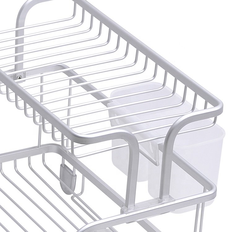 Modern Metal Kitchen Cabinet Tableware Chopping Block Organizer Aluminum Drainer Over The Sink Dish Drying Rack