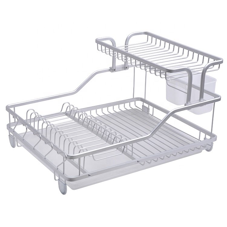 Modern Metal Kitchen Cabinet Tableware Chopping Block Organizer Aluminum Drainer Over The Sink Dish Drying Rack