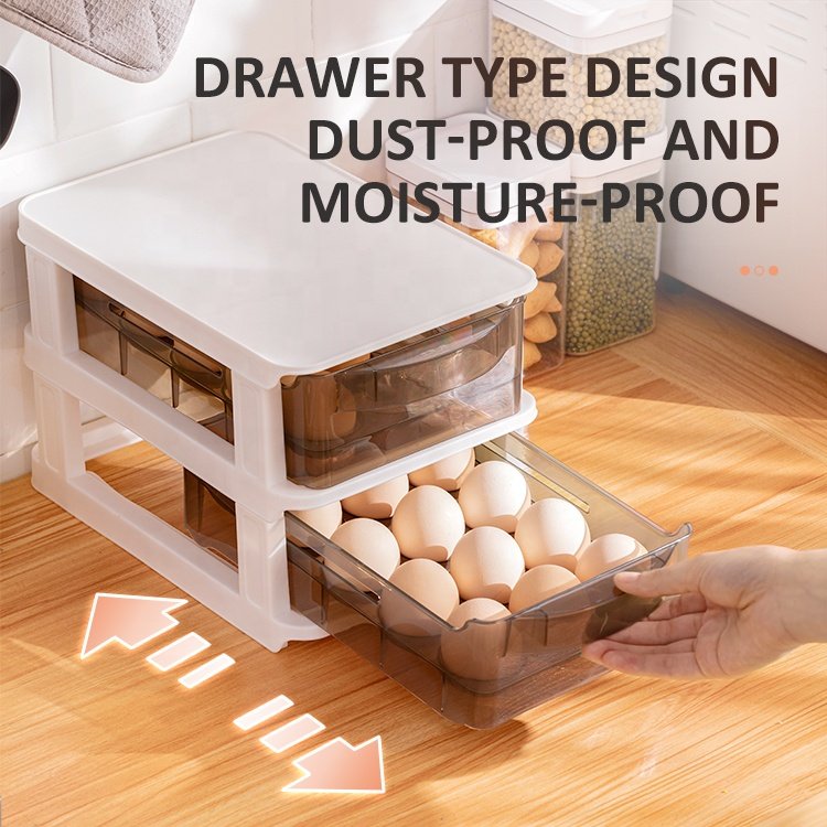 Plastic Kitchen Pet Egg Storage Boxs & Bins Egg Dispenser Drawer Type Refrigerator Modern Egg Container