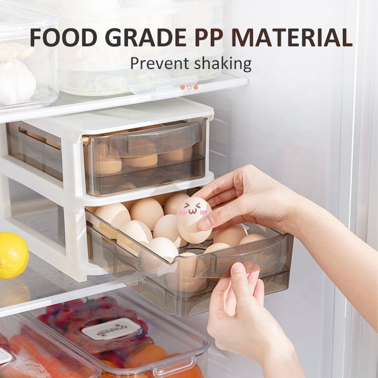 Plastic Kitchen Pet Egg Storage Boxs & Bins Egg Dispenser Drawer Type Refrigerator Modern Egg Container