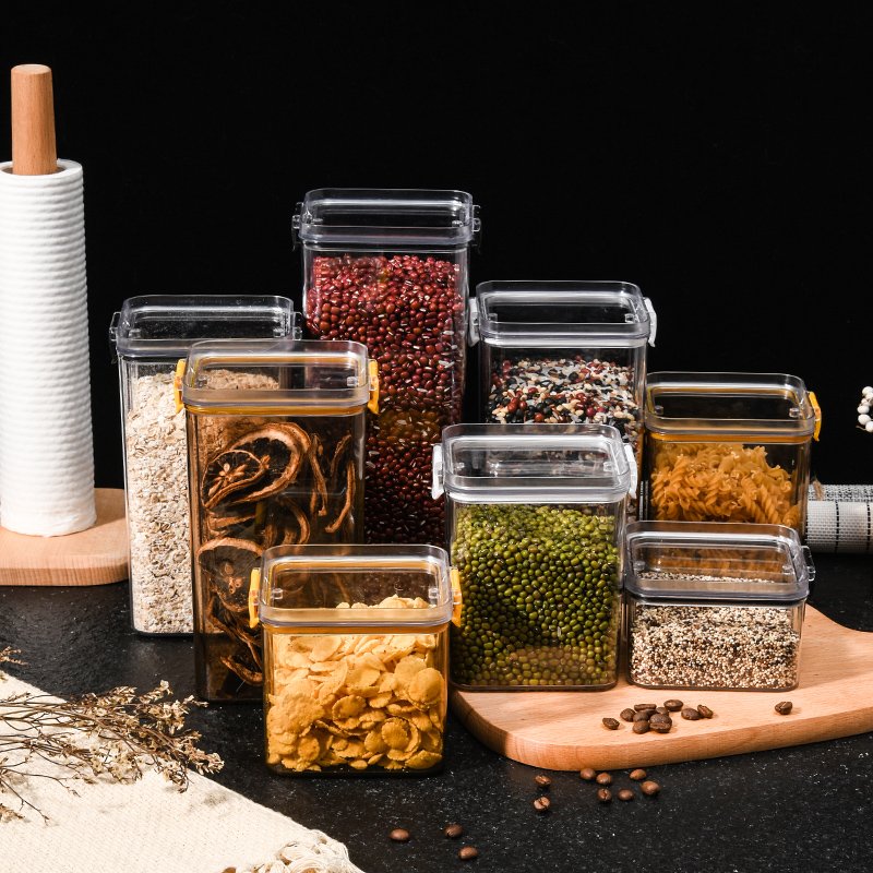 Large Food Storage Cereal Sealed Container Transparent PET Airtight Dry Goods Pantry Organization for Pantry Organization