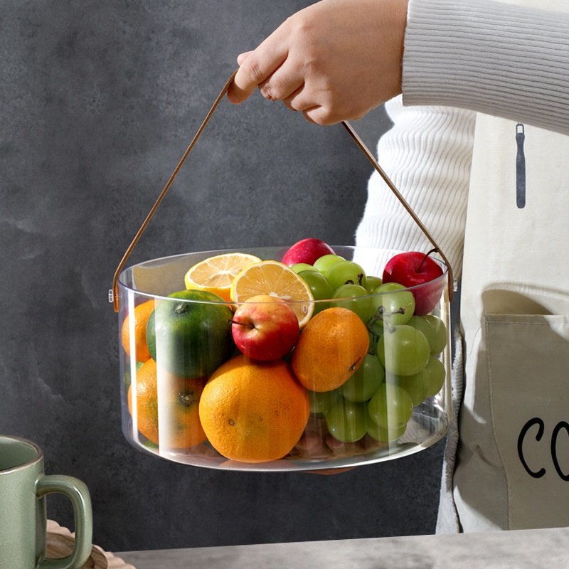 Lakuna Transparent Desktop Storage Bucket Multi-functional Storage Box Creative Hand Plastic Basket For Fruit