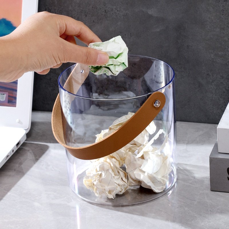 Lakuna Transparent Desktop Storage Bucket Multi-functional Storage Box Creative Hand Plastic Basket For Fruit