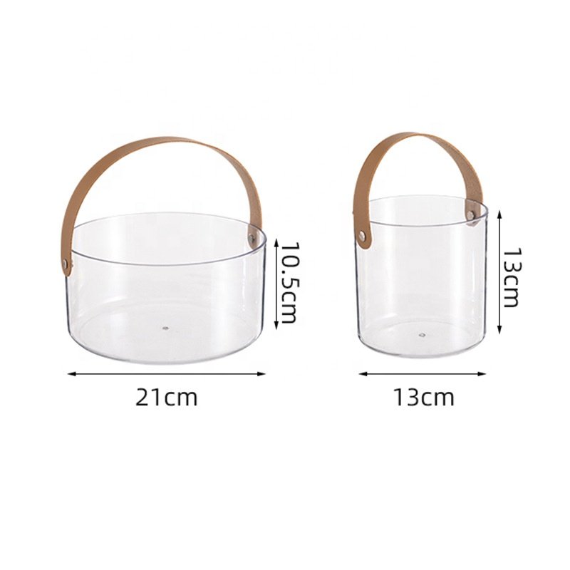 Lakuna Transparent Desktop Storage Bucket Multi-functional Storage Box Creative Hand Plastic Basket For Fruit