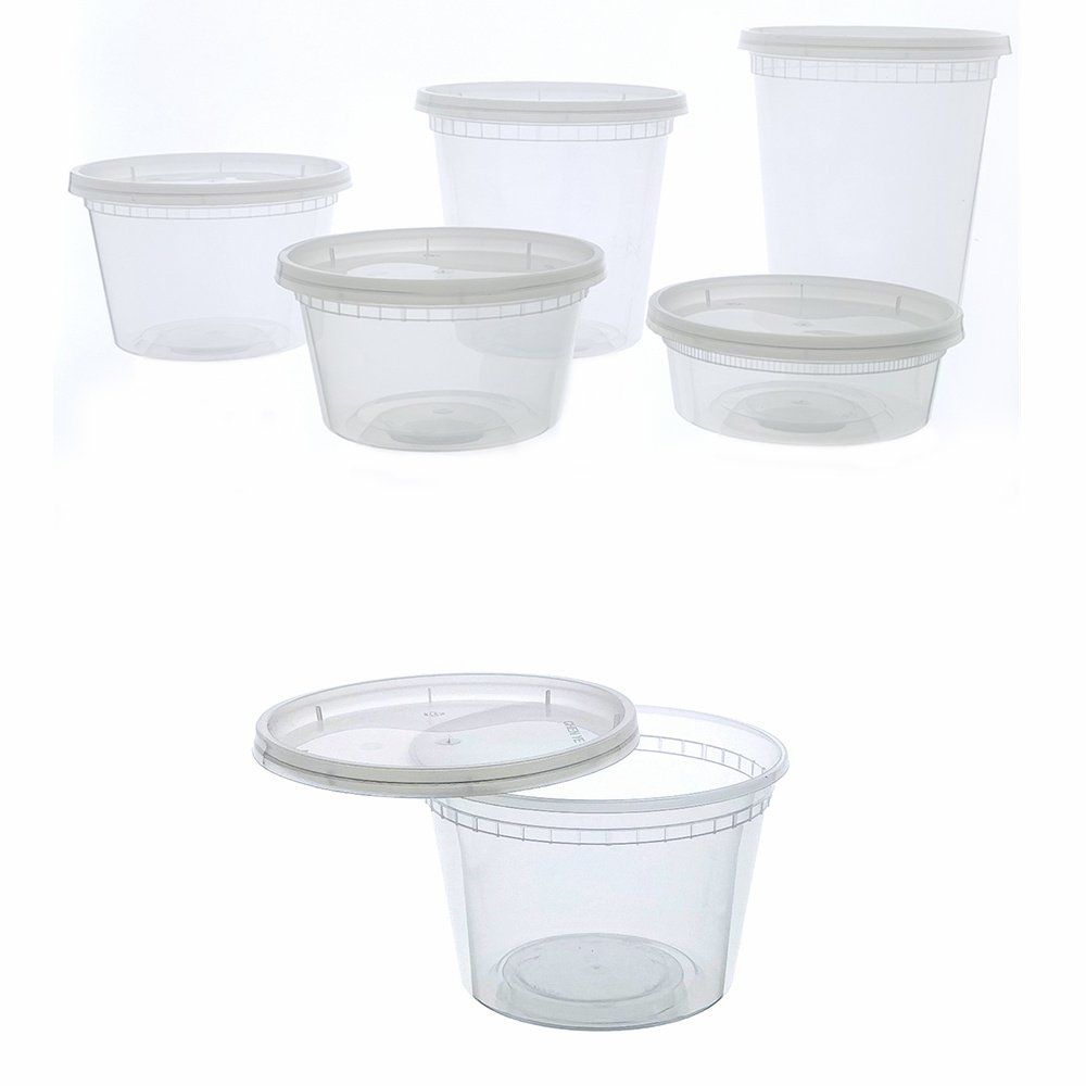8oz Plastic Deli Container Logo Microwave Reusable Round Shape Take Out Food Containers