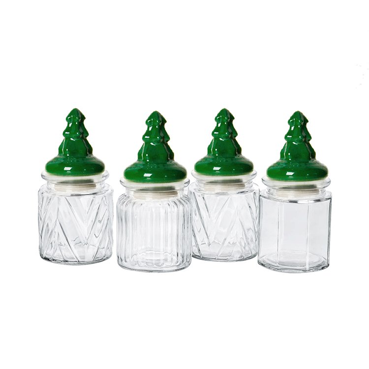 New year's glass jar with ceramic lid sealed jar snack storage box food glass storage jar