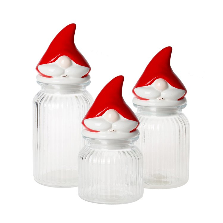 New year's glass jar with ceramic lid sealed jar snack storage box food glass storage jar