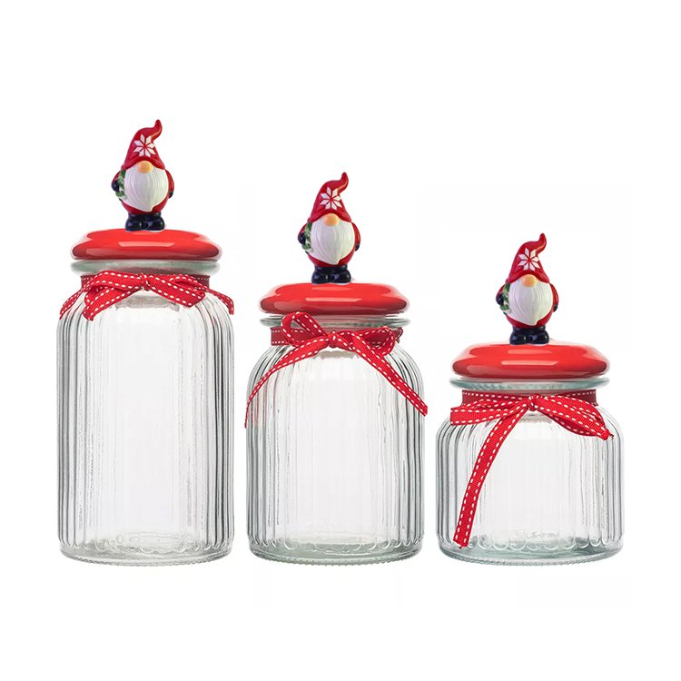 New year's glass jar with ceramic lid sealed jar snack storage box food glass storage jar
