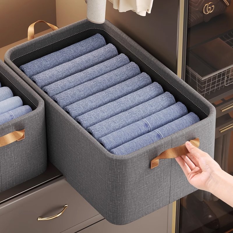 China wholesale Cotton Linen Factory Large Wardrobe Drawer Organizer Clothes Pants Storage Box