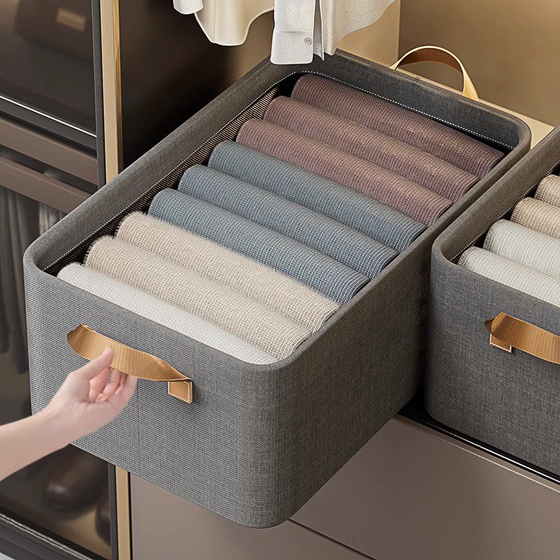 China wholesale Cotton Linen Factory Large Wardrobe Drawer Organizer Clothes Pants Storage Box