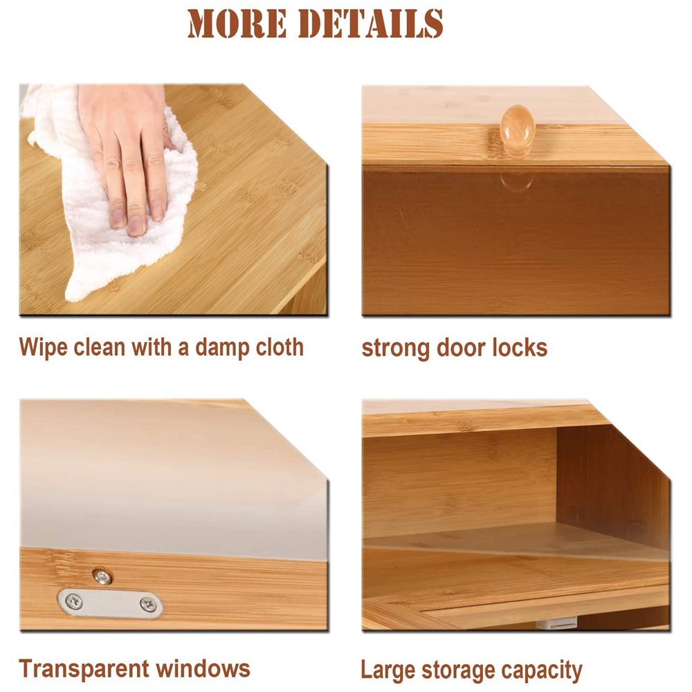 Transparent food storage box table top shelf tea box bamboo bread storage