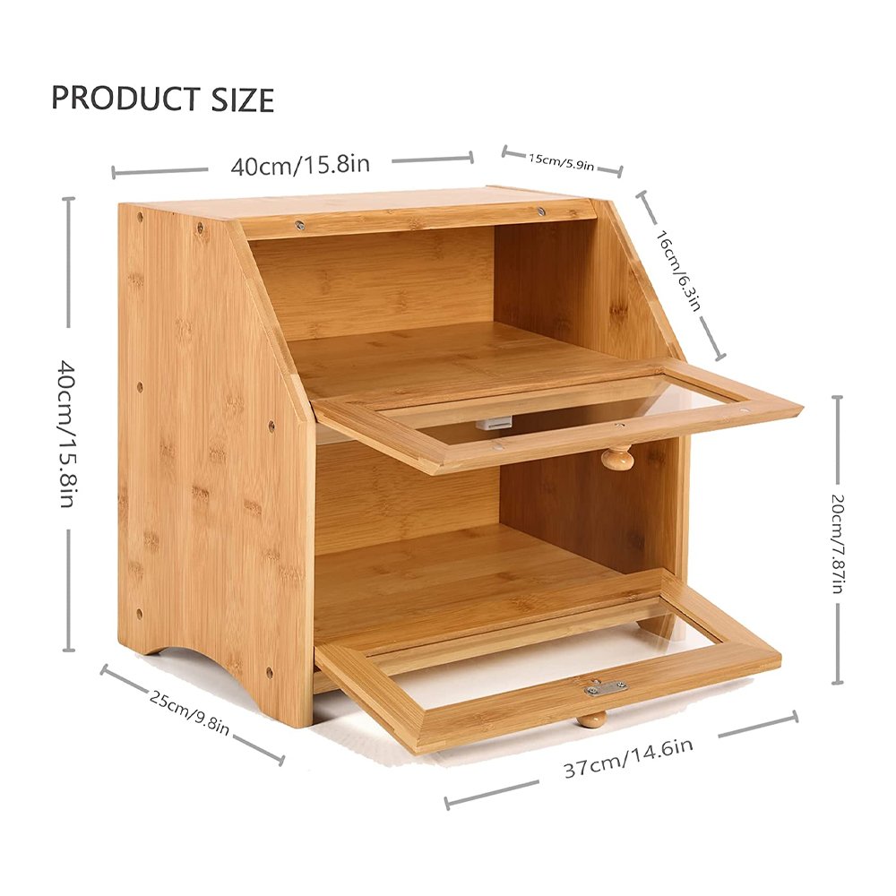 Transparent food storage box table top shelf tea box bamboo bread storage