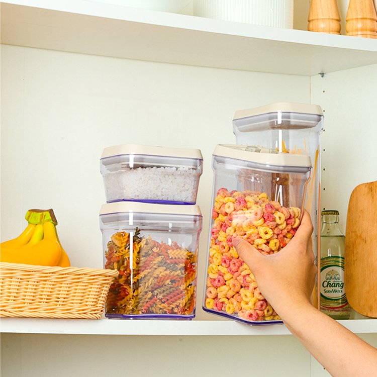 clear plastic cookie jar 4 pcs grain containers for kitchen & household pasta storage with sealing lid