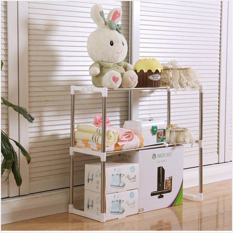 Stainless Steel Adjustable Multifunctional Microwave Oven Shelf Rack Standing Type Double Kitchen Storage Holders