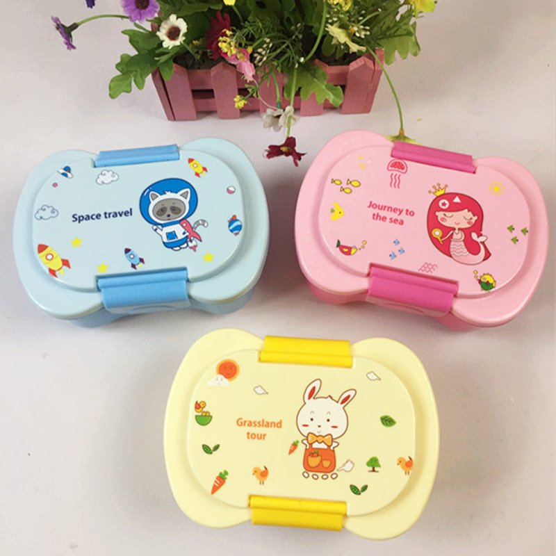 Hot Sale School Kids Double Lunch Box Leakproof Plastic Cartoon Anime Portable Microwave Food storage Container Child Lunch box