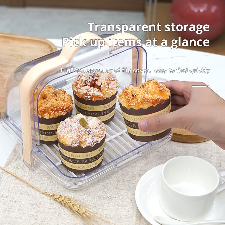 Wholesale Custom Factory directly PS dustproof home Bakery Transparent food grade plastic Organize kitchen bread storage boxes