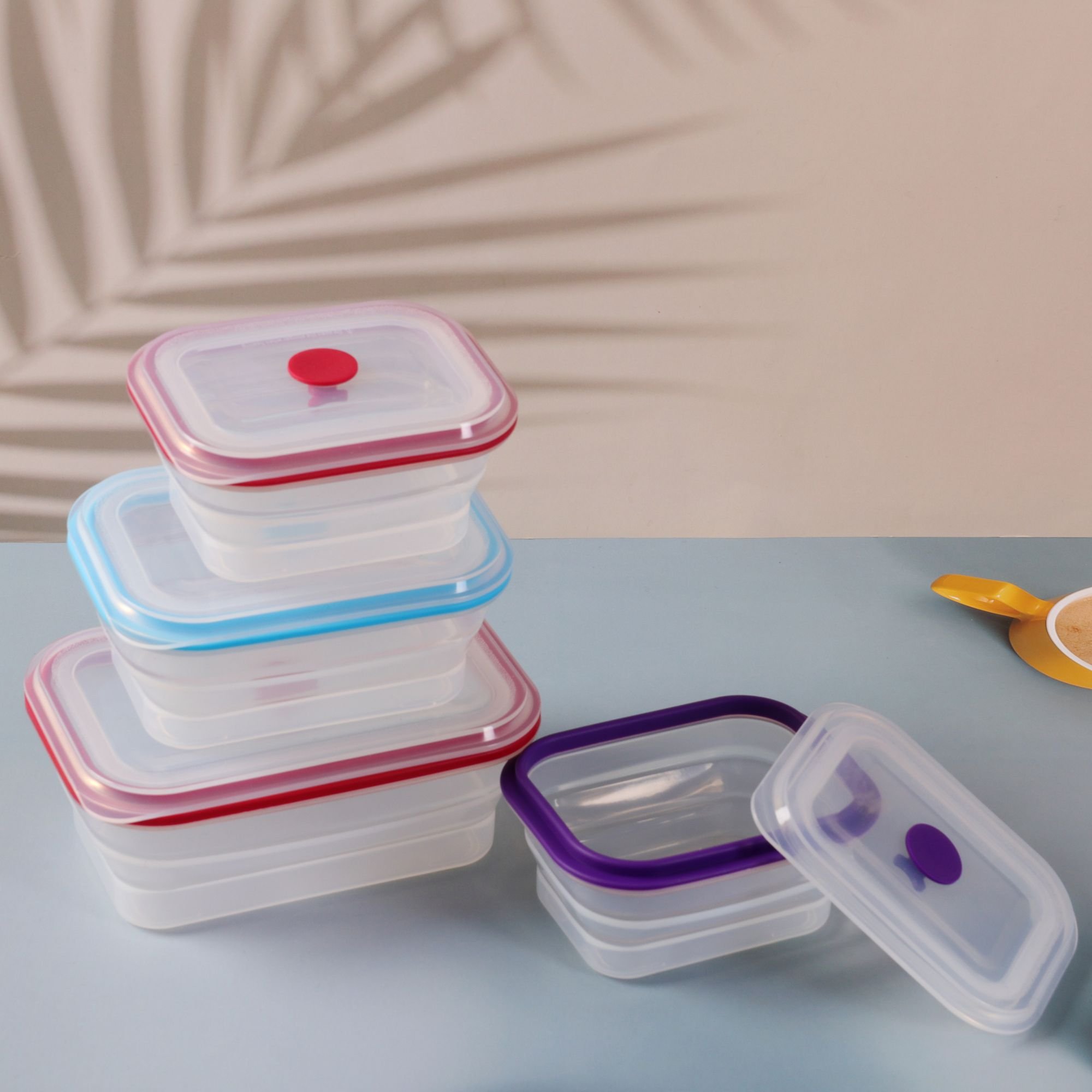 BPA free ECO friendly Collapsible Silicone Bento Box for Kids Lunch