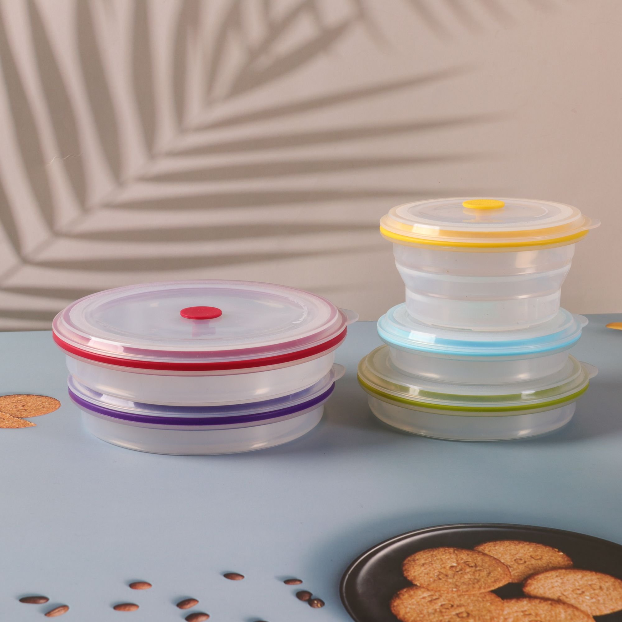 BPA free ECO friendly Collapsible Silicone Bento Box for Kids Lunch