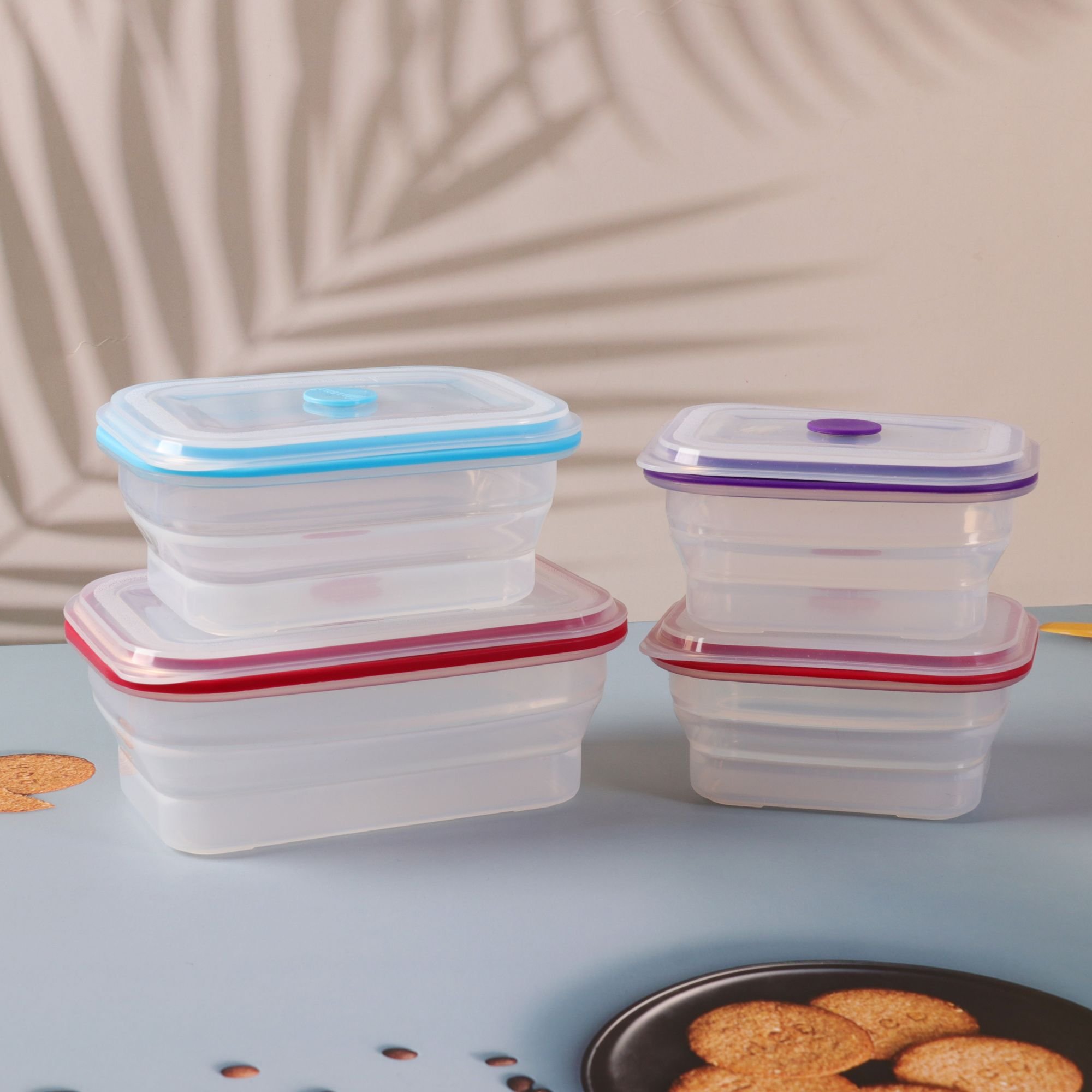 BPA free ECO friendly Collapsible Silicone Bento Box for Kids Lunch