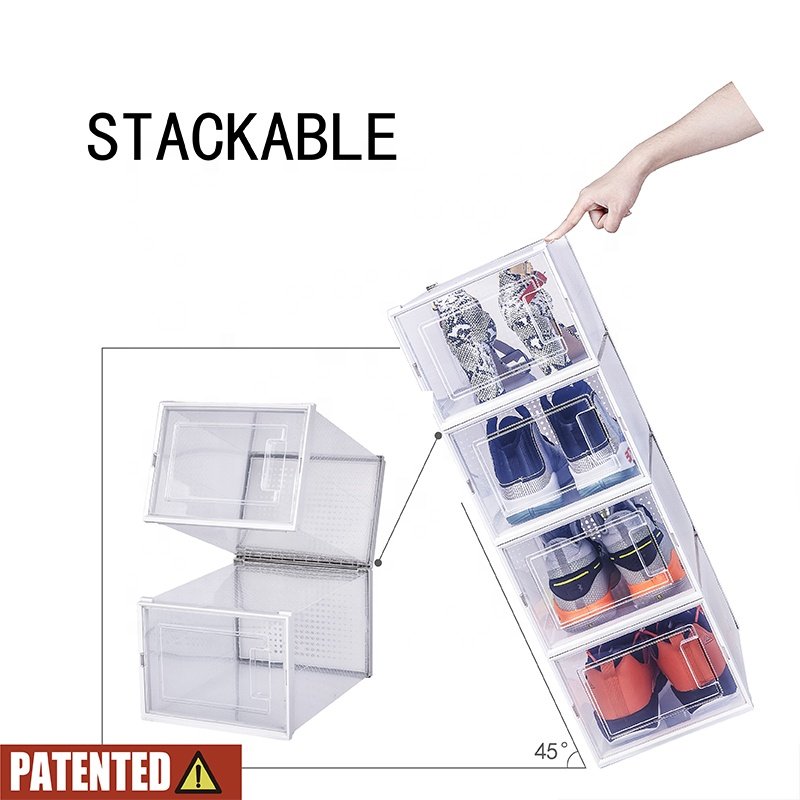 Shoe Storage Box Collapsible Foldable Shoe Organizer Clear Plastic Shoe Boxes