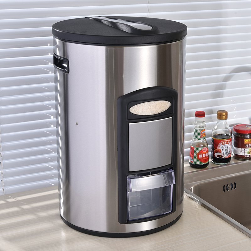 High Multi Q45L 60lrice Bucket 3 Compartmentsrice Dispenser Food Containtrash Binn Package Food Grade 304 Stainless Steel