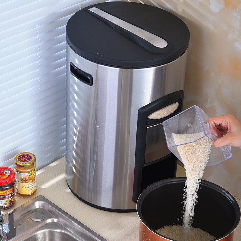 High Multi Q45L 60lrice Bucket 3 Compartmentsrice Dispenser Food Containtrash Binn Package Food Grade 304 Stainless Steel