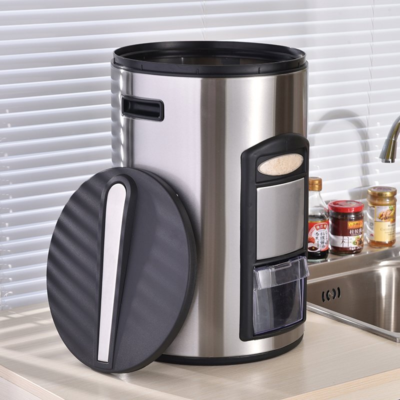 High Multi Q45L 60lrice Bucket 3 Compartmentsrice Dispenser Food Containtrash Binn Package Food Grade 304 Stainless Steel