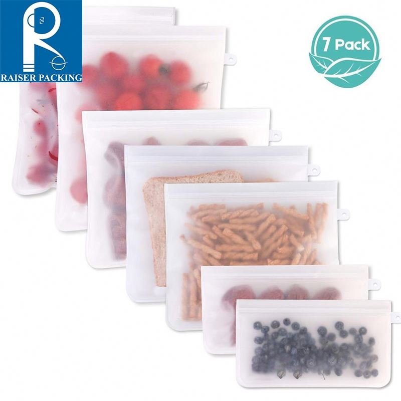 12Pcs/Set Silicone PEVA Silicone Food Bag Containers Leakproof Reusable Shut Bag Fresh Bag Food Storage