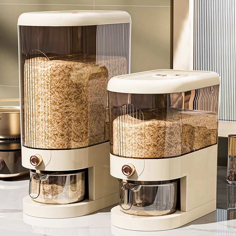 Household Kitchen Plastic Rice Dispenser 10kg Bucket storage Container Sealed Lid With Measuring Cup