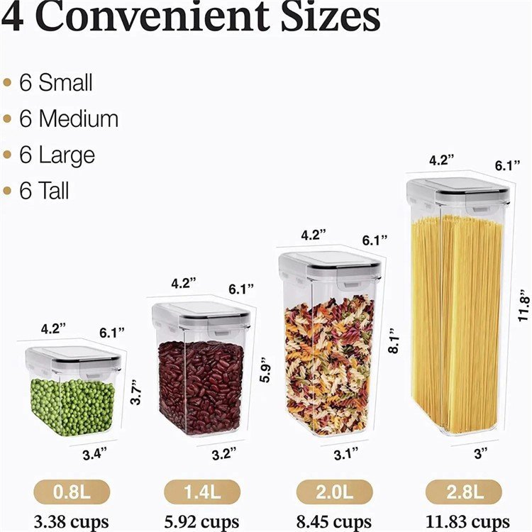 Pantry Organizers 16 Pack Large Airtight Plastic Cereal Container Box Food Storage Containers Sets For Sugar,Flour,Dry Food