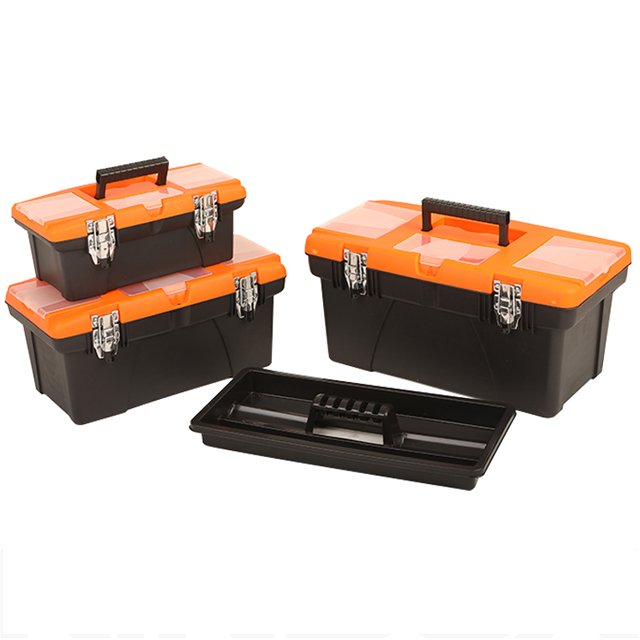 Kinbox 3pcs Multi-Function Toolbox Maintenance Hand Tool-Held Portable Hardware Garage Storage Boxes Repair Tool Box Case