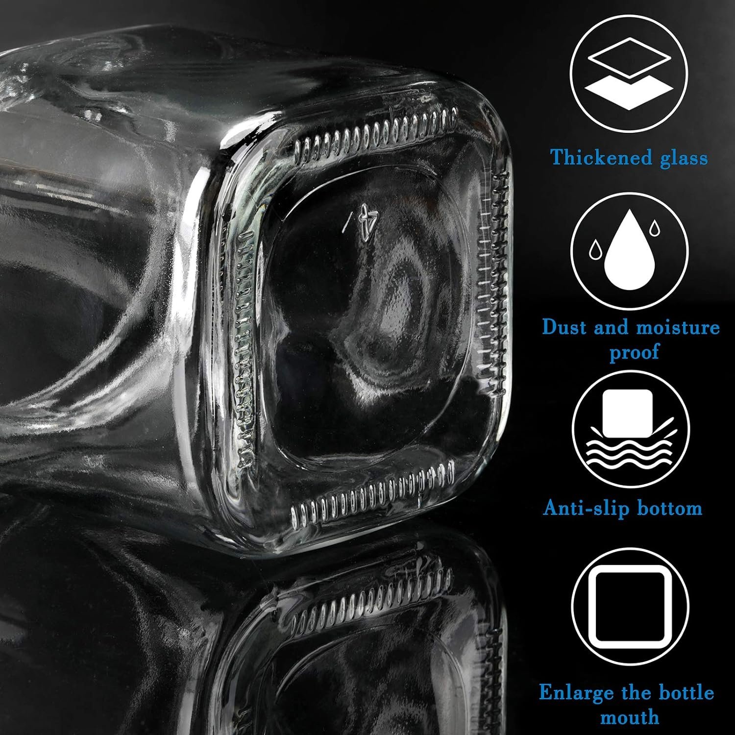 8.6oz Clear Glass Condiment Canisters Pots Set 3 Kitchen Counter Food Storage Black Salt Container Spice Box Includes Lids