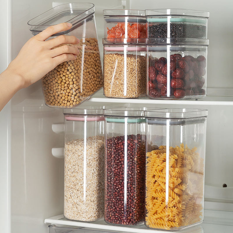 Customize Transparent Sealed Jar Kitchen Coarse Cereals Snack Dried Fruit Tea Food Storage Container