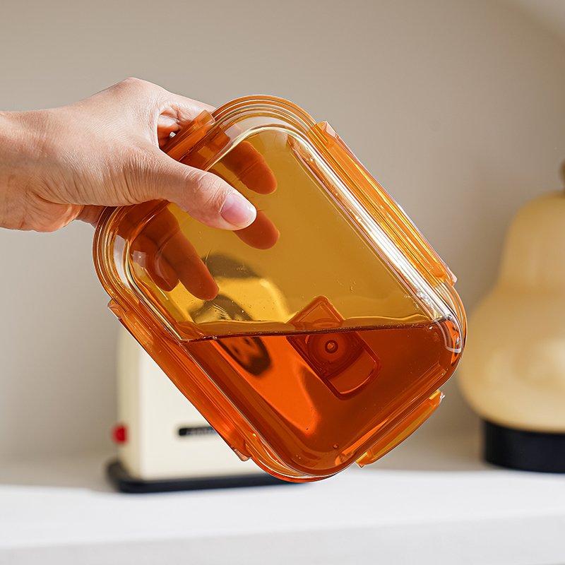 Custom Stackable Amber Kids Lunch Box Set Kitchen Glass Meal Prep Box High Borosilicate Glass Food Storage Containers With Lids