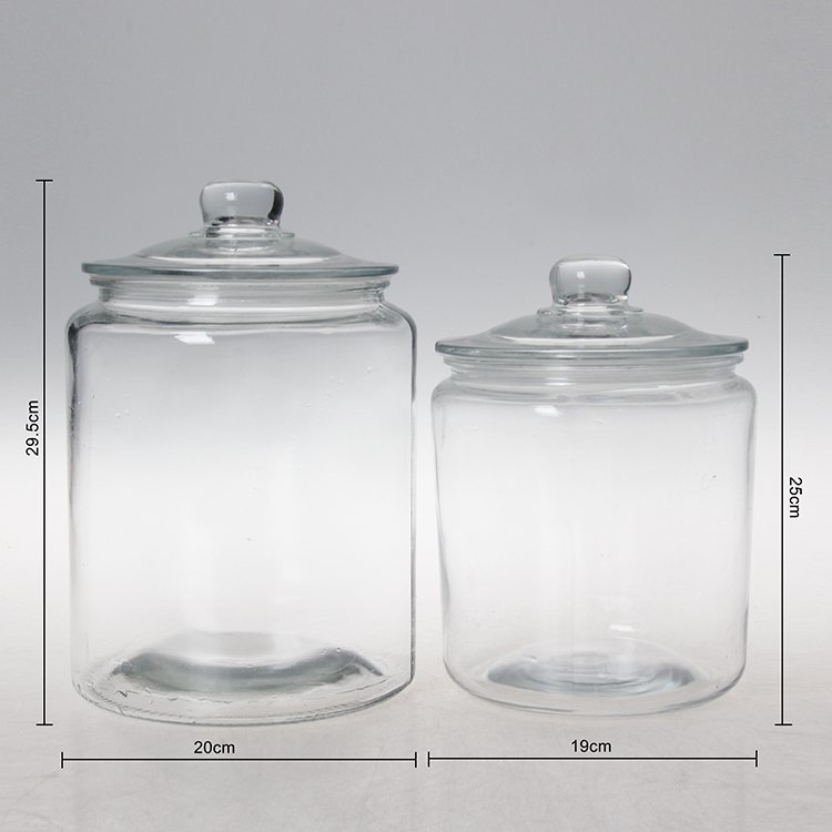 most popular large size clear glass food storage jar containers with airtight seal glass lid