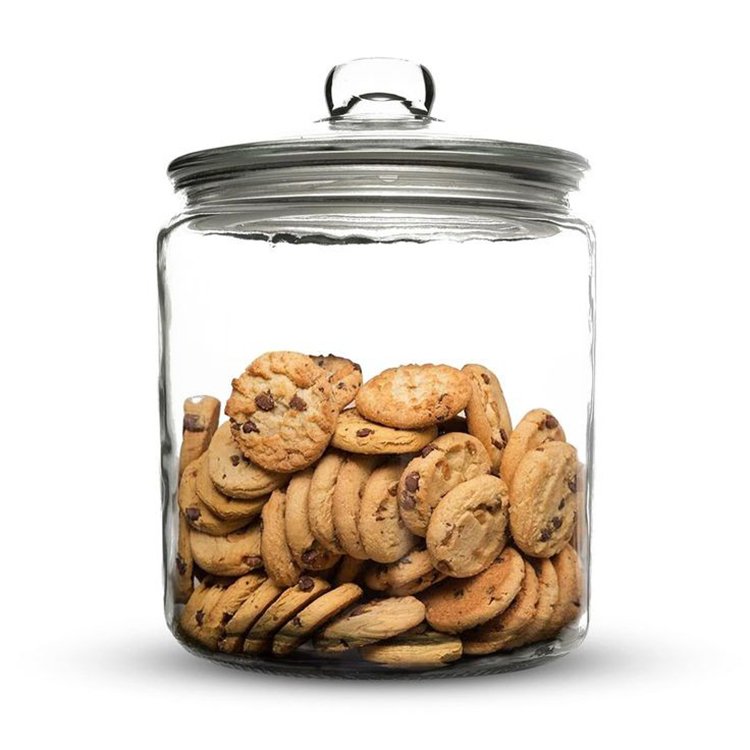 most popular large size clear glass food storage jar containers with airtight seal glass lid