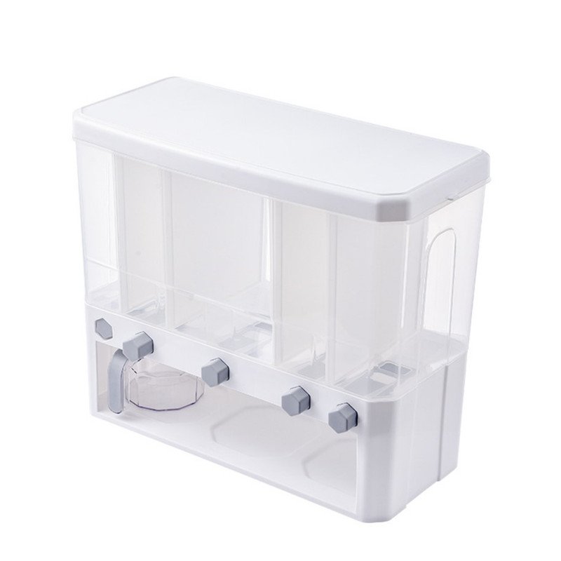 Household grid rice bucket 15L plastic divided whole grain storage box