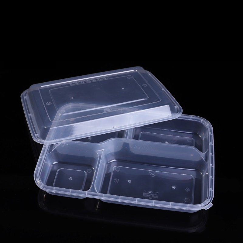 wholesale 1200ml disposable pp plastic safety lock microwavable food containers 4 compartment food storage lunch boxes K04