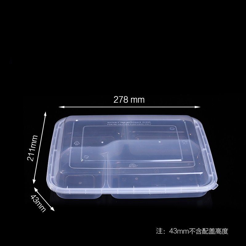 wholesale 1200ml disposable pp plastic safety lock microwavable food containers 4 compartment food storage lunch boxes K04