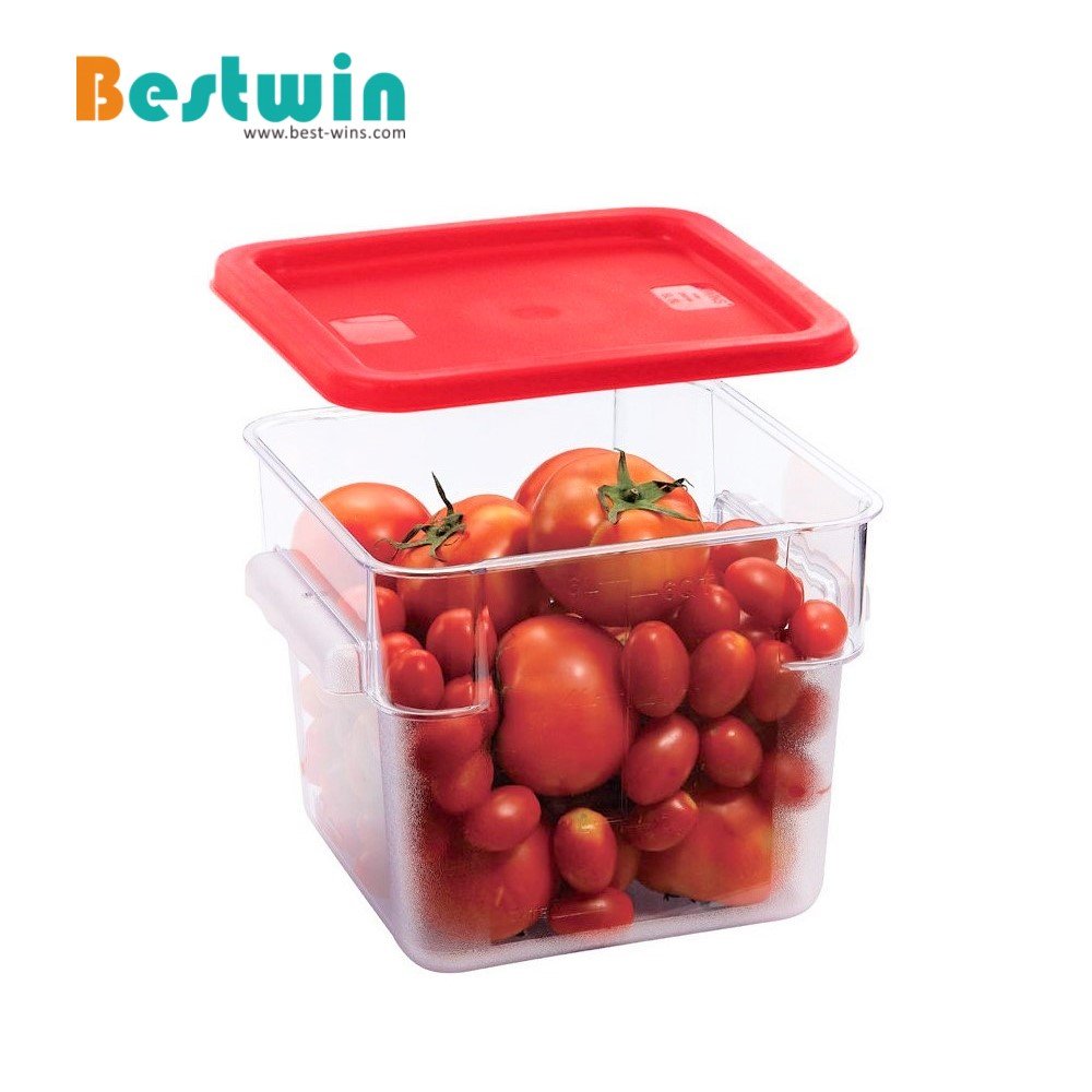22L 19Qt Kitchen Supplies Square Transparent White Commercial Catering Ingredient Bin Box Plastic PC PP Food Storage Container