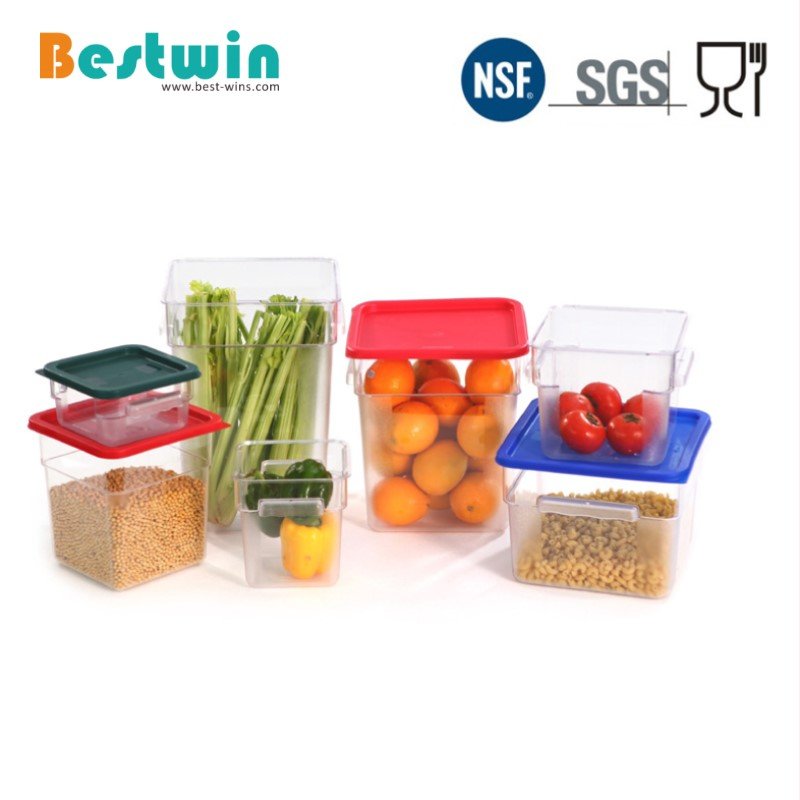 22L 19Qt Kitchen Supplies Square Transparent White Commercial Catering Ingredient Bin Box Plastic PC PP Food Storage Container