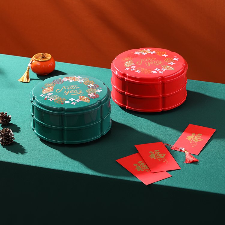 Customized Chinese New Year Rotating Base Candy Box Plastic Nuts And Dried Fruit Plate