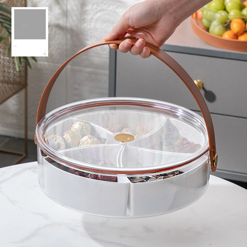 Single Layer Dried Fruit Plate Tray Foldable PET Carton Grid Storage Box with Dividers for Candy Snack Travel PC Material