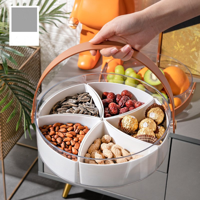 Single Layer Dried Fruit Plate Tray Foldable PET Carton Grid Storage Box with Dividers for Candy Snack Travel PC Material