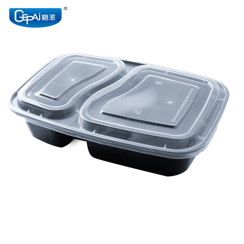 Microwave Disposable Plastic Packaging Bento Lunch Food Container Plastic Storage Boxes China Black Rectangle American Style 39g